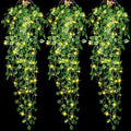 3 Packs LED Artificial Hanging Plants, 3.6 ft Fake Hanging Plant, Ivy Vine Fake Leaves Greeny Chain Wall Home Room Garden Wedding Garland Outside Decor (Basket Not Included) (Watermelon Leaves Style)
