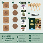 Garden Republic Bonsai Tree Kit - Mini Bonsai Seeds, 4 Types - Seed Starter Plant Growing Kit - Potting Soil Jute Bags Pruning Shears Tool and Plant Markers