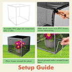 3 Pack Plant Protectors from Animals, 13.8" X 13.8" Detachable Plant Cages for Outdoor Plants with Netting, Square Plant Cages to Keep Animals Out with Ground Stakes (Black)