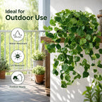 36" Faux Hanging Ivy Plant in Minimalist White Pot, Fake Pothos Artificial Hanging Plant with 168 Lush Leaves & Pebble Topping, Fake Greenery for Shelf Bathroom Office Decor, 1 Pack