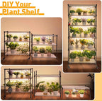 Meonum Indoor Greenhouse with Grow Lights, 6 Tier Metal Plant Shelf with Cover (30" x 13.8" x 70.8"), 5 Pack Full Spectrum Growing Lamps for Seed Starting, Grow Rack with Timer, Thermometer, pH Meter