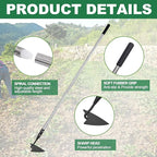 YEELOR Warren Hoe, Carbon Steel Triangle Garden Hoe with Stainless Steel 57" Adjustable Long Handle, Heavy Duty Gardening Hand Tools Hoe for Ridging Weeding Digging Loosening Edging Soil, Balck