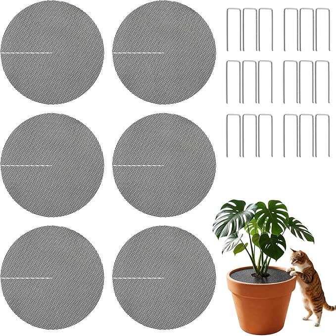 Cuttable Plant Pot Grids - 6 Pcs 11.8" No Pre-Cut Hole Soil Covers Protectors from Animals, Indoor Round Flower Planter Pots Mesh for Outdoor Garden Plants
