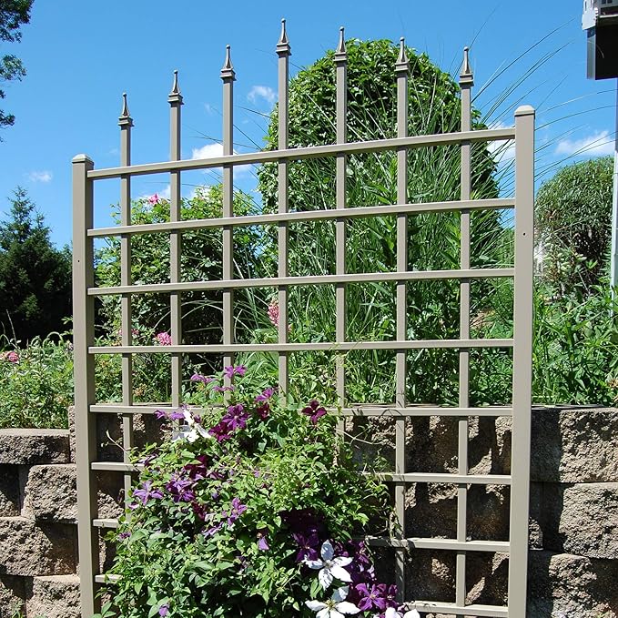 Dura-Trel Winchester 57 x 95 Inch PVC Vinyl Outdoor Garden Patio Trellis, with Wall Mounting Screws, Mocha