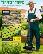 vanpein Lawn Aerator Garden Tool with Soil Core Tray, 38” Manual Grass Plug Aerators, Coring Aeration Tools for Gardening, Soil Compaction, Lawn Yard Care