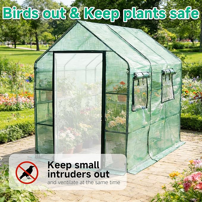 SUNGIFT Greenhouse for Outdoors 56 x 85 x 77 Inch, Walk-in Outdoor Greenhouses, Portable Green House 3 Tiers 20 Shelves for Garden, Patio, Backyard, Green