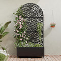 Casaphoria Metal Raised Garden Bed with Trellis and Wheels, 72"x35"x16" Planter Box for Climbing Plants, Vegetables & Vines, Features Drainage Holes and Privacy Screen (Black-Spring)