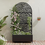 Casaphoria Metal Raised Garden Bed with Trellis and Wheels, 72"x35"x16" Planter Box for Climbing Plants, Vegetables & Vines, Features Drainage Holes and Privacy Screen (Black-Spring)