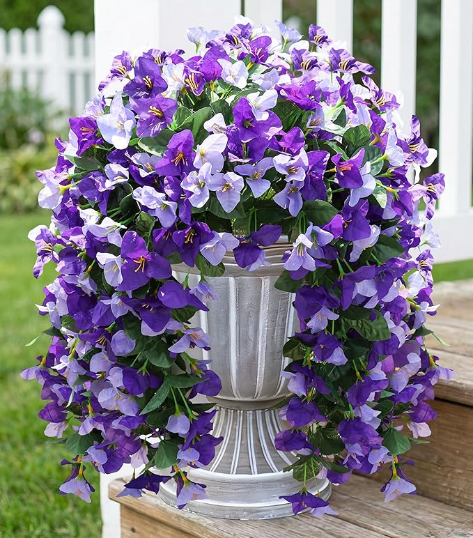 HyeFlora Bougainvillea Artificial Hanging Flowers Plants for Outdoors Decorations, 2pcs Fake Flowers Silk Bougainvillea Vines Realistic UV Resistant Faux Flowers for Planters Porch Patio Urn Yard, Mix