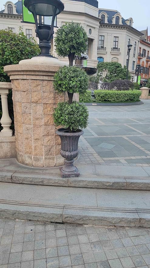 ALL SEASON GREEN 4ft Triple Ball Boxwood Topiariy Trees,UV Resistant,Faux Topiaries for Outdoor Porch Planter Decor 2Pack
