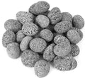 Skyflame Black Natural Tumbled Stones Round Lava Rock Pebbles for Indoor Outdoor Gas Fire Pit | Fireplaces | Garden Landscaping Decoration | Cultivation of Potted Plants | 10 Pounds | 1-2 Inch Size
