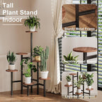 6 Tier Corner Plant Stand Indoor Outdoor, Tall Large Plant Shelf for Multiple Plants, Tiered Flower Pot Holder, Metal Display Plant Shelves for Living Room, Balcony, Patio, Garden(Walnut Brown)GPS514DB