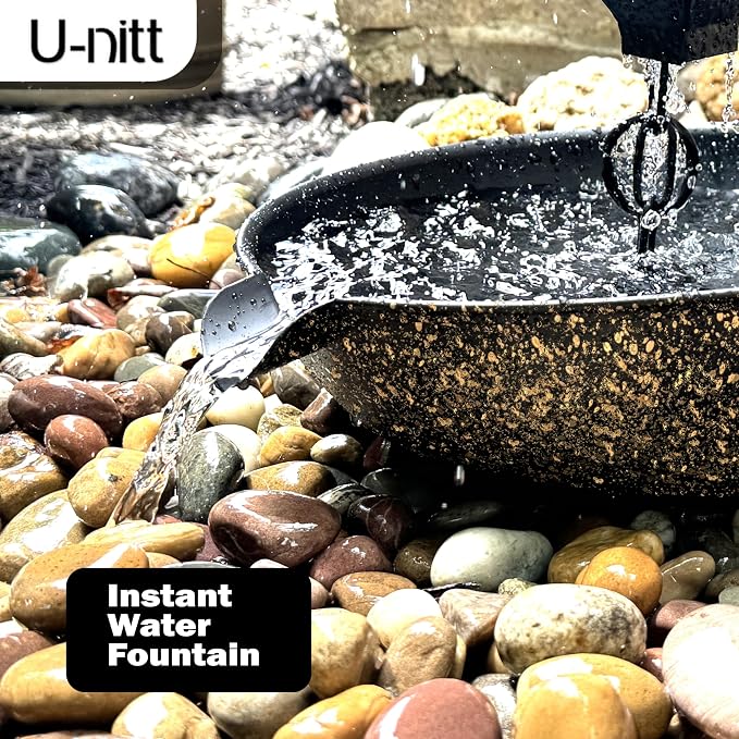 U-nitt 12" Spill Bowl Downspout Catch Basin for Rain Chain Anchoring & Stake | Rainwater Collection for Roof |Gutter Catch Basin | Good for Water Fountain & Birdbath | Black | Handles Heavy Rain
