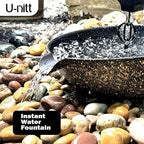 U-nitt 12" Spill Bowl Downspout Catch Basin for Rain Chain Anchoring & Stake | Rainwater Collection for Roof |Gutter Catch Basin | Good for Water Fountain & Birdbath | Black | Handles Heavy Rain
