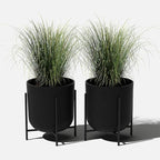 Veradek Mason Series Raised Lima Planter - Round Planter for Patio/Balcony | Plastic-Stone Composite w/Metal Plant Stand | Modern Décor for Plants