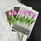 Mandy's Lavender Artificial Tulips Flowers Centerpiece, 13.5" Lifelike PU Fake Floral Stems 20pcs for Kitchen Island & Dining Table, Spring Decor for Easter