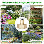 1/4 Inch Brass Drip Irrigation Connector, Barbed Brass Fitting for 1/4" Tubing, Leak-Resistant Adapter for Garden & Drip Irrigation Systems, 2 Pack