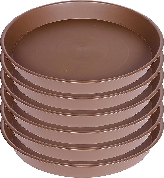 2 Pack of 10 inch Plant Saucer Gray, Heavy Duty Plastic Plant Saucer 10 inch Round, Durable Plant Tray for Pots, Plant Saucers for Indoors, Plant Trays for Planter 9"/10" (10", Chocolate)