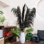 Dark Grey Pampas Grass Decor Tall,Black Natural Pampas Grass, Dried Pompas Floral, Elegant Feather Flowers for Wedding Decorations, Living Room Decor (Natural Grey, 8pcs 31.5"(80cm))