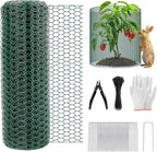 33Ft x 24In Plant Protectors from Animals, Plant Cages for Outdoor Plants, Free-Cut Wire Plant Protector, Plant Cover Chicken Wire Fencing with Ground Stakes & Ties to Keeping Bunny Animals Out