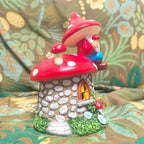 Solar Mushroom Gnomes Houses Figurine Lights, 8" Height Fairy Garden House LED Ornaments for Outside, Lighting Statue for Yard Patio Lawn Porch, Gardening Gifts for Women Mom Grandma