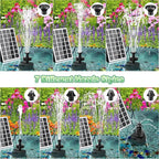 Jutai Solar Fountain Kit White Lights,3.5W Glass Solar Water Pump with 2000mAH Battery, Solar Bird Bath Fountain with Sucker and Stake for Garden, Outdoor, Water Feature-16.4ft Power Cord,7 Nozzles