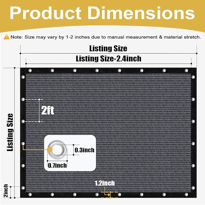 Shade&Beyond 90% Sun Shade Cloth with Grommets, 10' X 20' Pergola Shade Cover Canopy, Mesh Tarp Sun Screens for Patio, Outdoor, Garden, Backyard, Blue Gray