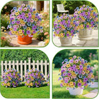 Alupssuc 2Pcs 20" Artificial Topiary Ball Flowers for Outdoors, Spring Decoration with Spike, UV Resistant Faux Summer Plants, Fake Bushes Indoor Decor, Mix 4 Colors for Garden, Porch, Home & Patio