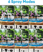 2.5W Solar Bird Bath Fountains – Upgraded Solar Pond Fountain with 6 Nozzles,Solar Fountain for Bird Bath, Pond, Garden Decor (Blue)