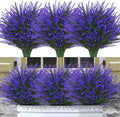 12 Bundles Fake Outdoor Flowers UV Resistant Plants Artificial Lavender Faux Plastic Shrubs Window Box Garden Porch Home Decor(Purple)