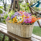 Der Rose 24 Bundles UV Resistant Artificial Flowers for Outdoors Faux Ferns Fake Plastic Flowers for Spring Home Garden Courtyard Patio Front Porch Decor