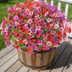 Alupssuc 24 Bundles Artificial Flowers for Outdoors Decoration, UV Resistant Silk Faux Floral Spring Summer Fake Plastic Plants Greenery for Outside Indoor Garden Porch Window Box Home Decor(4 Colors)