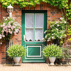 Artificial Plants for Outdoors, 20 Bundles Fake Monkey Grass with White Spring Summer Flowers, Faux Plants Outdoor UV Resistant Realistic Greenery for Garden Window Patio Hanging Porch Home Decoration