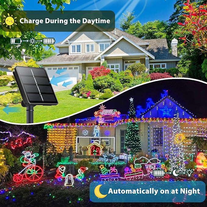 Cool White and Multicolor Color Changing Solar String Lights for Outside, 2 Pack 400LED Solar Fairy Lights Outdoor, Waterproof Copper Wire with 8 Modes Solar Twinkle Lights for Tree Garden Xmas Decor