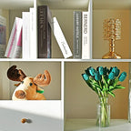 Mandy's Teal Artificial Tulips Flowers Centerpiece, 13.5" Lifelike PU Fake Floral Stems 20pcs for Kitchen Island & Dining Table, Spring Decor for Easter