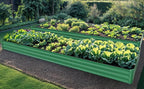DWVO 2pcs 12 x 4 x 1 FT Raised Garden Bed Kit, Outdoor Galvanized Flower Bed with Safety Rubber and Gloves, Large Metal Planter Box for Vegetables, Flowers, Herbs, Fruits, Green