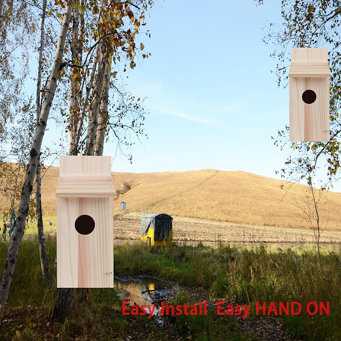 2 Pack Bird Houses for Outside,Blue Bird Box House for Outside,Cedar Finch Swallow Wren Hummingbird Birdhouse,DIY