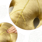 AELS Set of 2 3D Leaves Decorative Throw Pillows, 18"& 14" Monstera Deliciosa Plush Pillow Set for Plant Lovers Garden Lovers, Living Room Bedroom Nursery Decor, Golden