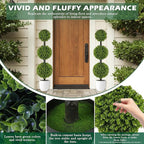 2 Pack Artificial Topiary Ball Tree 4FT, Set of 2 Faux Triple Balls Tree in Pot Shrubs Plants for Outdoor Front Door Porch Plant Outdoor