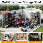 12x18 FT Outdoor Storage Shed, Metal Garden Shed with Lockable Door & Sloped Roof, Large Waterproof Utility Tool Shed for Backyard, Garden, Patio, Lawn, Black