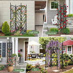 5.25FT Garden Trellis for Climbing Plants Outdoor, Black Iron Pipe Support Fence,Metal Wall Lattice Climbing Frame for Potted Plants Indoor for Ivy Vines Vegetable Flower, Patio, Lawn, Yard, Backyard