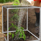 3 Pack Plant Protectors from Animals, 13.8" X 13.8" Detachable Plant Cages for Outdoor Plants with Netting, Square Plant Cages to Keep Animals Out with Ground Stakes (Black)
