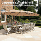 SUPERJARE 15FT Outdoor Umbrella for Patio, Double sided Pool Umbrellas with Fade Resistant Canopy, Large Table Umbrella for Deck, Market, Backyard - Beige(No Base)