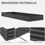 DWVO 2pcs 12 x 4 x 1 FT Raised Garden Bed Kit, Outdoor Galvanized Flower Bed with Safety Rubber and Gloves, Large Metal Planter Box for Vegetables, Flowers, Herbs, Fruits, Black