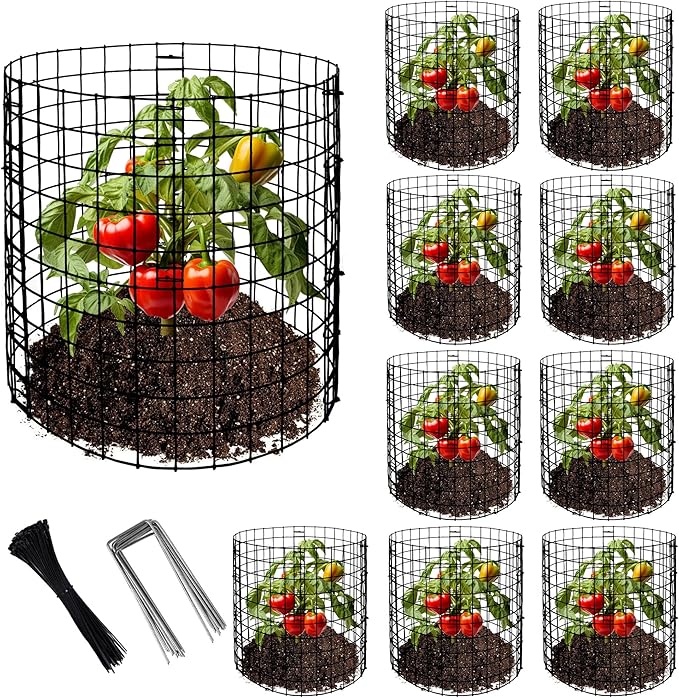 Adnee 10 Packs Wire Plant Protector from Animals - 12" H X 12" D Metal Mesh Plant Cage Covers - Sturdy Garden Bunny Barricades Chicken Wire Cloche for Plants Shrubs Vegetables Flowers