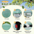 Devoko Walk-in Greenhouse, Instant Pop Up Green House for Outdoors with Zippered Door and 2 Roll-up Windows, PE Cover, Portable and Easy Assemble (Green, 6x4 Feet)