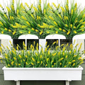 Roberly 24 Bundles Artificial Plants Outdoor, Fake Lavender Flowers UV Resistant Faux Shrubs Plastic Flowers Fake Greenery Plants for Porch Garden Window Box Home Indoor Outdoor Decorations, Yellow