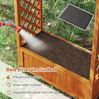 HAPPYGRILL Raised Garden Bed with Trellis, Wooden Elevated Planter Box w/Ached Roof & Detachable Bottom Panels, Liner, Drainage, Indoor Outdoor Wood Planter for Climbing Plants Vine Flower (1)