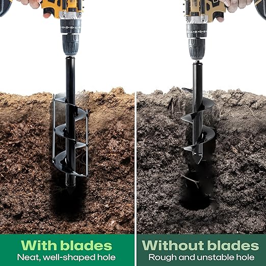 VASGOR Set of 2 (1.6"x16" & 3.5"x16") Auger Drill Bit for Planting - Garden Post Hole Digger for Drill – Heavy Duty Earth Auger with Dual Side Blades for Clean Straight Holes (Set of 2)