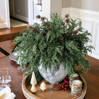 Faux Cedar Stems Artificial Norfolk Pine Branches for Christmas Decor, 12 PCS Fake Pine Stems with 2 PCS Pine Cones Branches Real Touch Realistic Faux Greenery for Vases DIY Garland Xmas Table Indoor